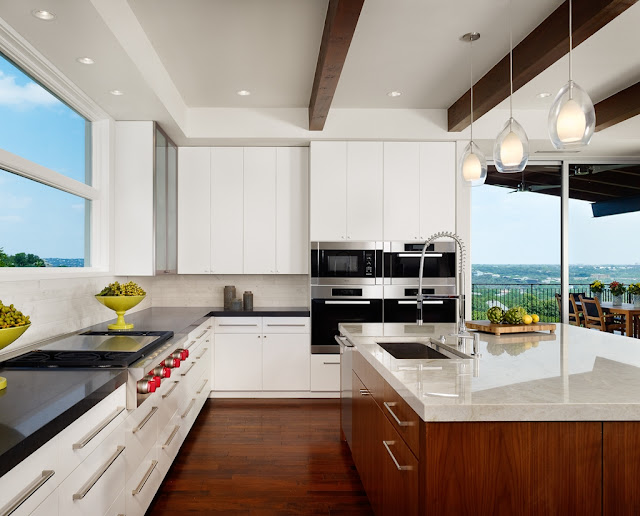 Photo of modern kitchen in an amazing house on the hill