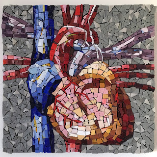 anatomical heart art glass Sharon Warren finished smalti mosaic orsoni italian