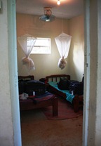 Red Chilli room - you tie up the mosquito nets during the day so critters don't get inside them.