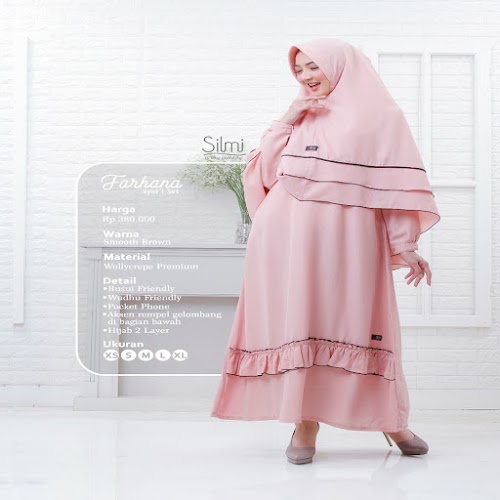 silmi fashion gamis farhana smooth brown