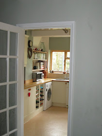 Modern Country Kitchen Farrow and Ball Blue Gray Earthborn Gregory's Den 