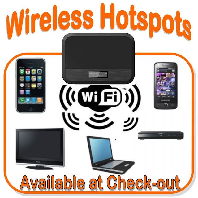 A flyer advertises wireless hotspots with different devices that you could use with the wireless hotspot.