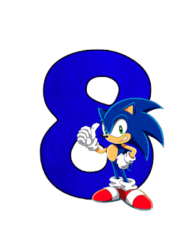 Abecedario Azul con Sonic, con números. Blue Alphabet with Sonic, with Nummbers.