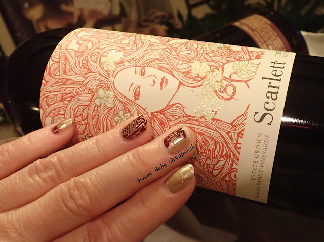 OPI Glitzerland wine stamping mani