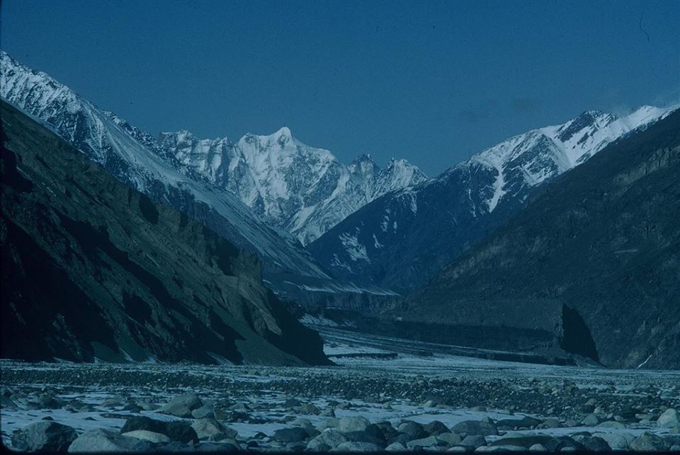 Karun Kuh 6977 m. Ghujerab mountain range. Ghujerab valley. Shimshal valley. mountain in Gojal valley