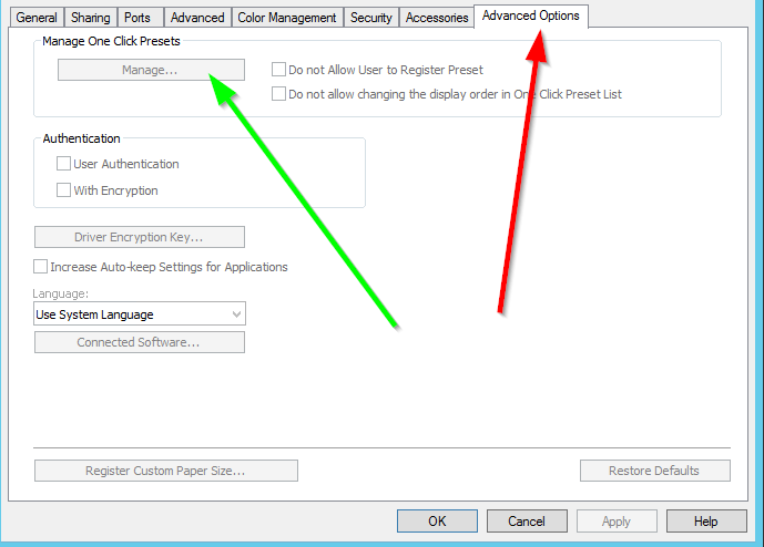 Dinerth It Share Preset Buttons On A Ricoh Universal Printer Driver That Client Computers Will Pick Up