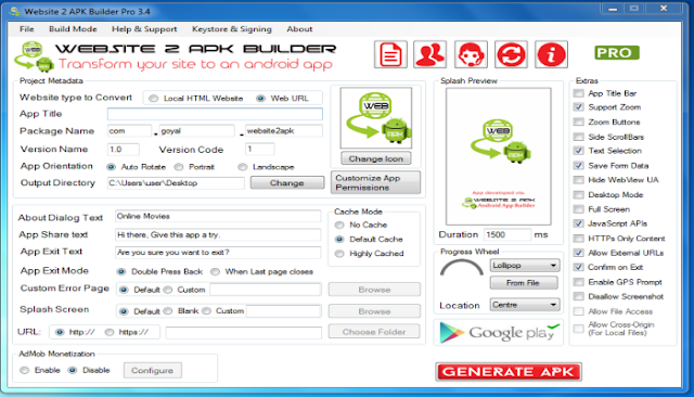 Website 2 APK Builder Pro v.3.4 Free Download