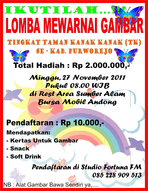 Info Lomba Mewarnai Gambar Tingkat Taman Kanak Kanak (TK 