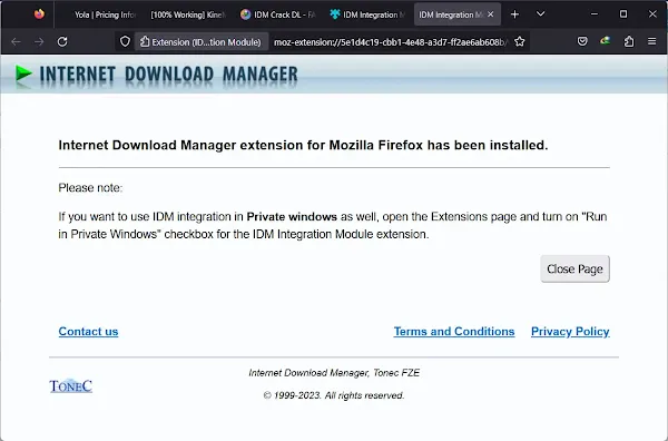 idm integration module is installed in firefox browser