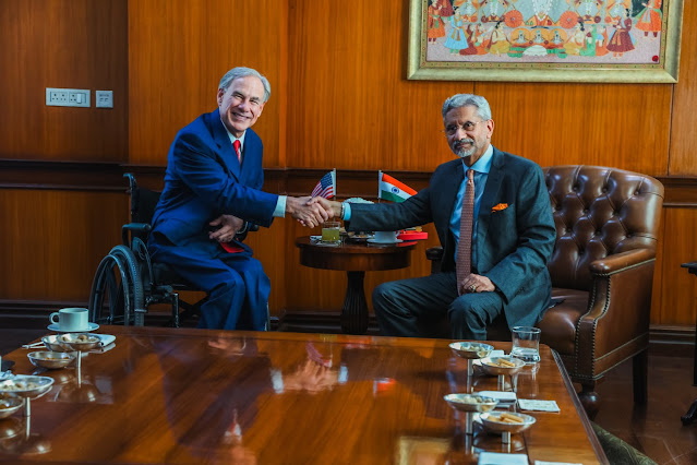 Texas Governor Greg Abbott With Dr. S. Jaishankar External Affairs Minister of India.