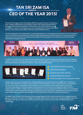 Tan Sri Zam Isa Named as CEO of The Year 2015 at MSWG CG
