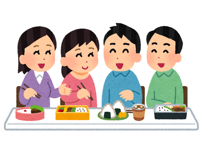 集まってお弁当を食べる人たちのイラスト かわいいフリー素材集 いらすとや