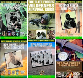bookcovers from the ELITE FORCES SURVIVAL GUIDES  (by Chris McNab; and also Patrick Wilson) 