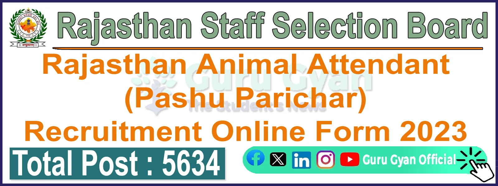 Rajasthan RSMSSB Animal Attendant Online Form 2024 