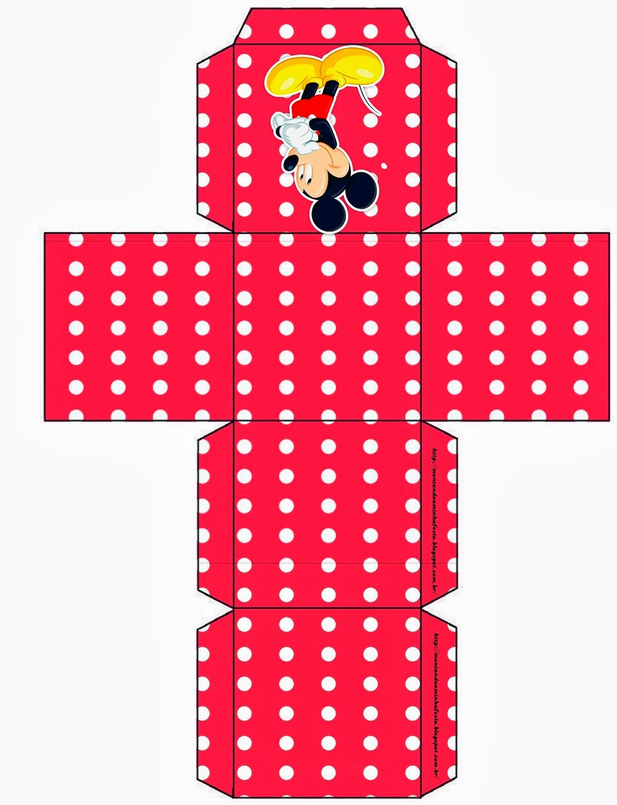 Mickey Red, Black and Yellow Free Printable Cube Box.