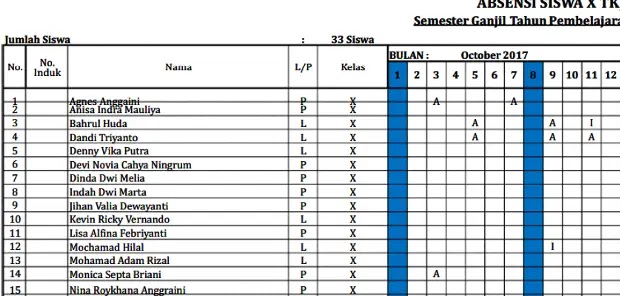 Buku Absensi Siswa