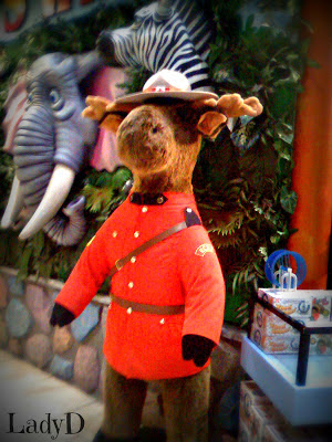 stuffed moose in toy store