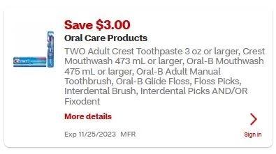 $3.00/1 Oral-B Floss CVS APP ONLY MFR Coupon (go to CVS App) Exp 11/18.