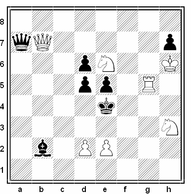 Problema de mate en 2 compuesto por Godfrey Heathcote (1º Premio, American Chess Bulletin, 1911-12)