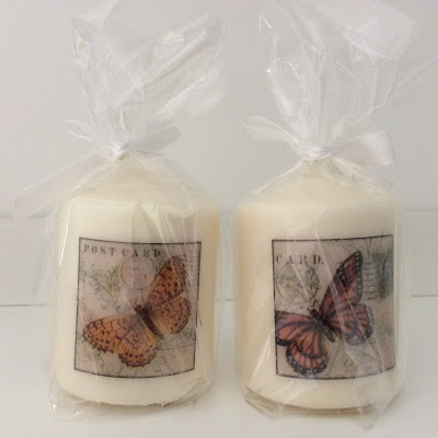 candles with transferred images