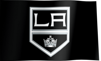 The waving black fan flag of the Los Angeles Kings with the logo (Animated GIF)