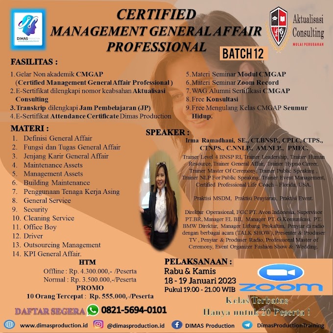 WA.0821-5694-0101 | Certified Management General Affair Professional (CMGAP) 18 Januari 2023