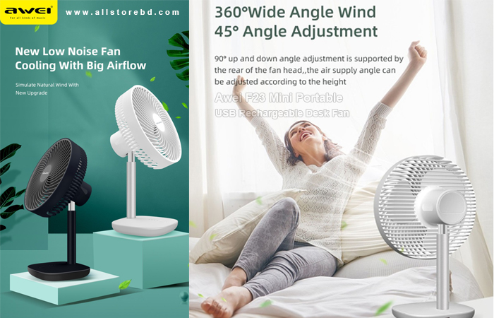 Stay Cool Anywhere: Awei F23 Mini Portable USB Rechargeable Desk Fan