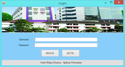 Tampilan login sistem perhotelan