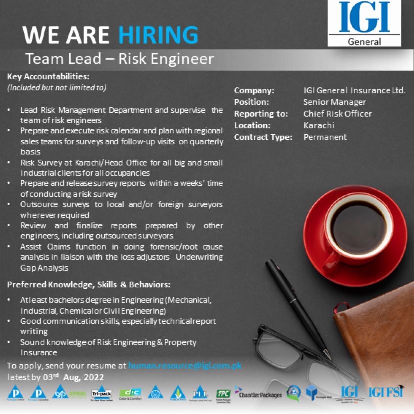 IGI Life Insurance Company Limited Jobs For Team Lead - Risk Engineer