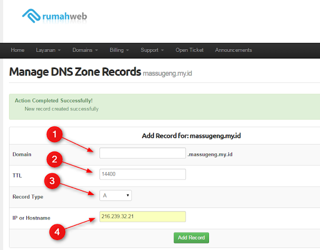 Masukan A Record