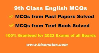 9th Class English MCQs Notes