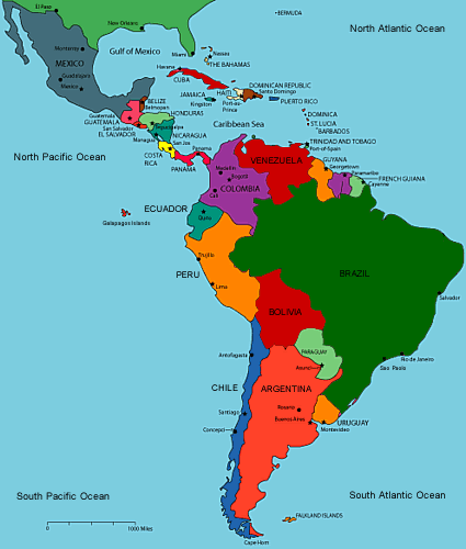 Map Of Latin America. Map of Latin America