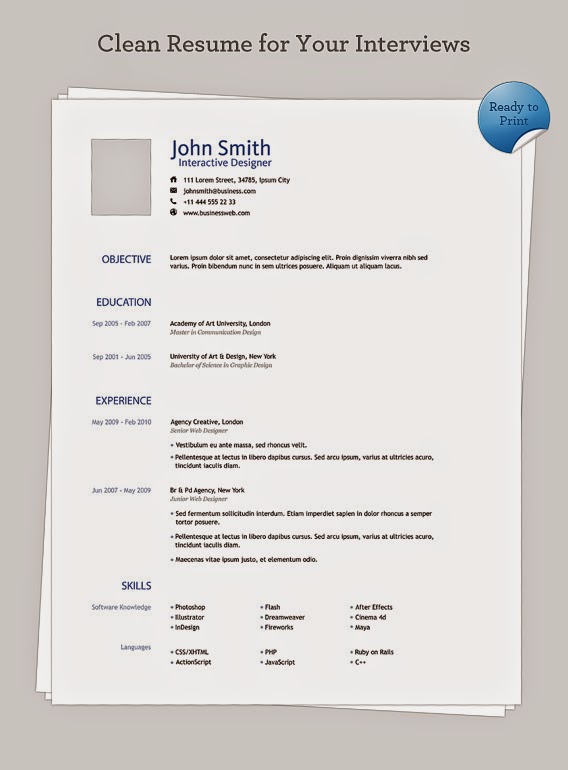 Clean Resume PSD Template