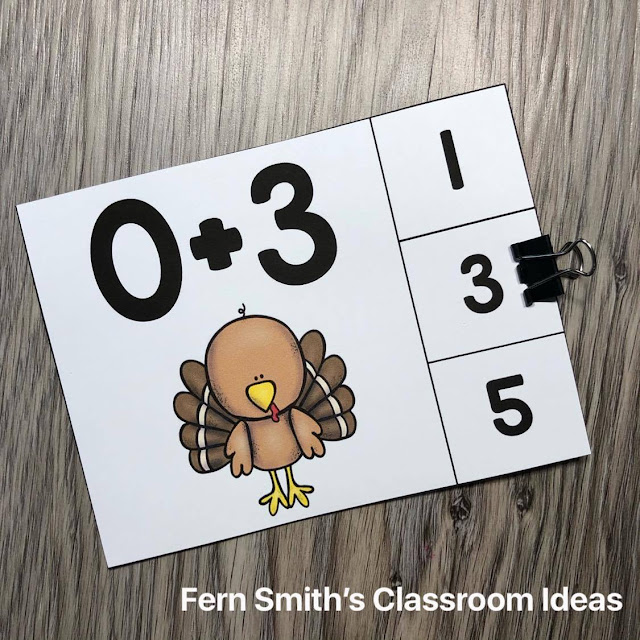 Click Here to Download this Thanksgiving Turkey Themed Addition Plus Zero Clip Cards Math Center for YOUR Class Today!