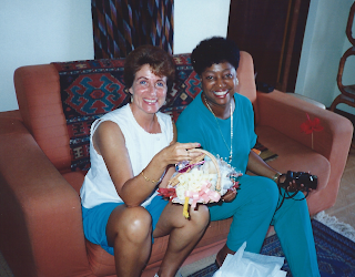 Valerie and Margaret at Vernal Bear Day Brunch in Barbados