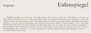 An image of the description of Eulenspiegel that appeared in the 1963 Campanile.