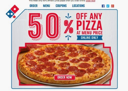 Dominos 50% Off Any Pizza At Menu Price Promo Code