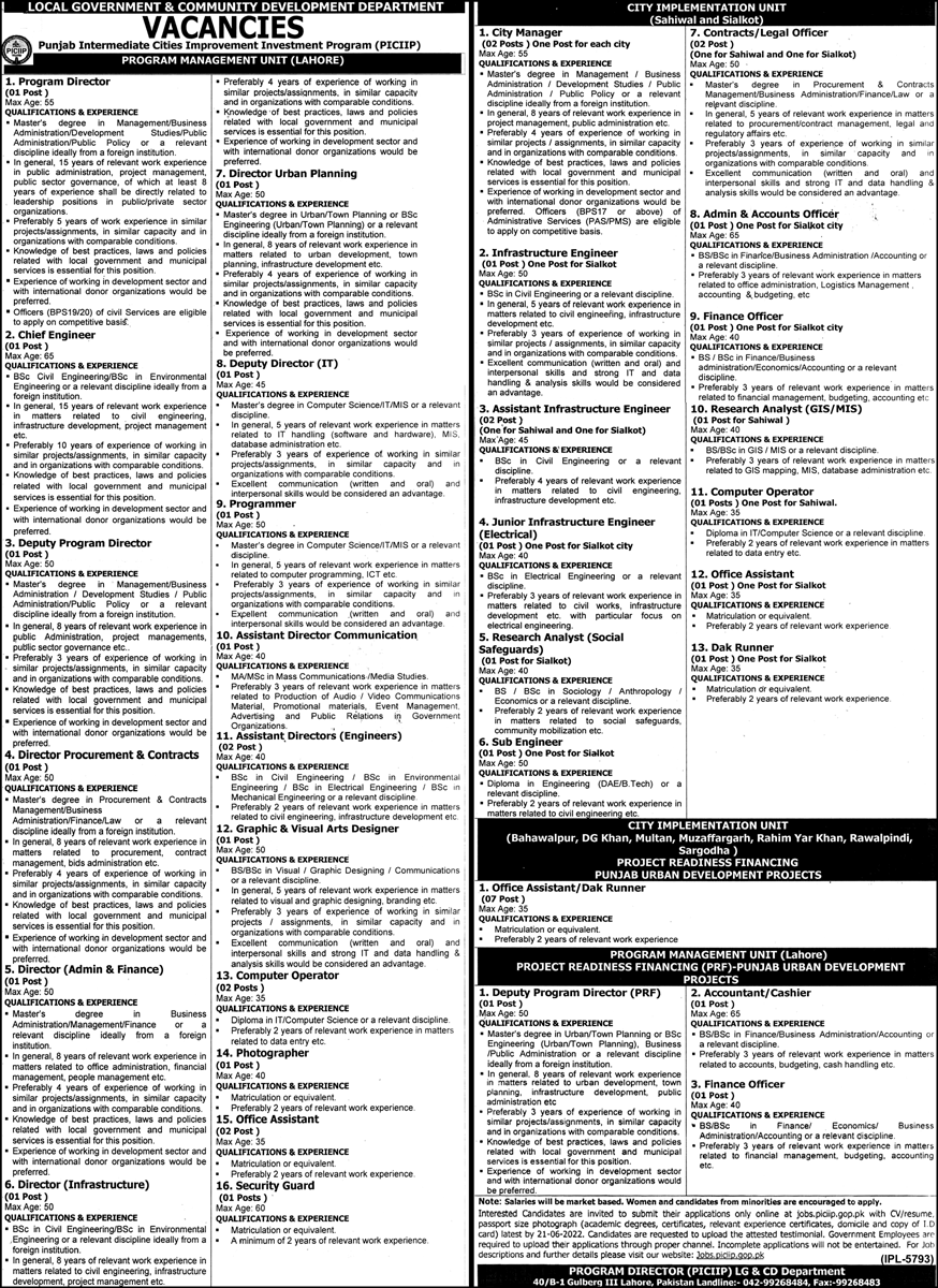 Latest Local Government & Community Development Department Management Posts Lahore 2022