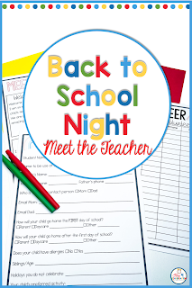 Forms for back to school night meet the teacher