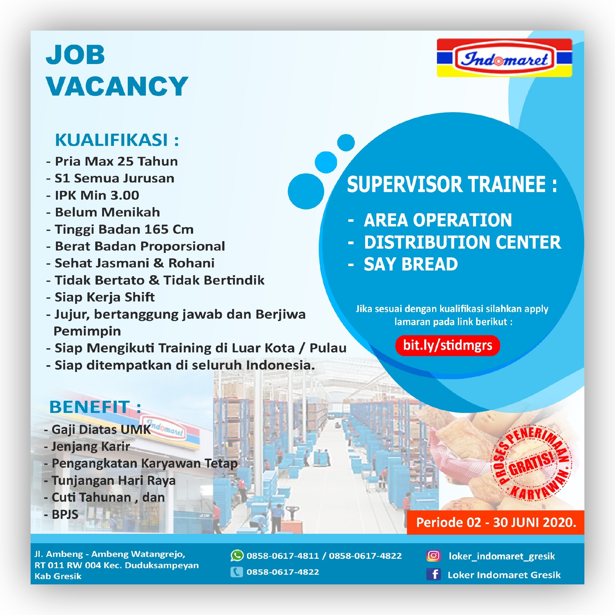 Lowongan Kerja Indomaret Supervisor Trainee S1 Semua Jurusan Loker Swasta