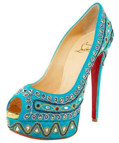 Zapatos turquezas con cuentas de cristales de Christian Louboutin