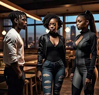 Man standing with two women