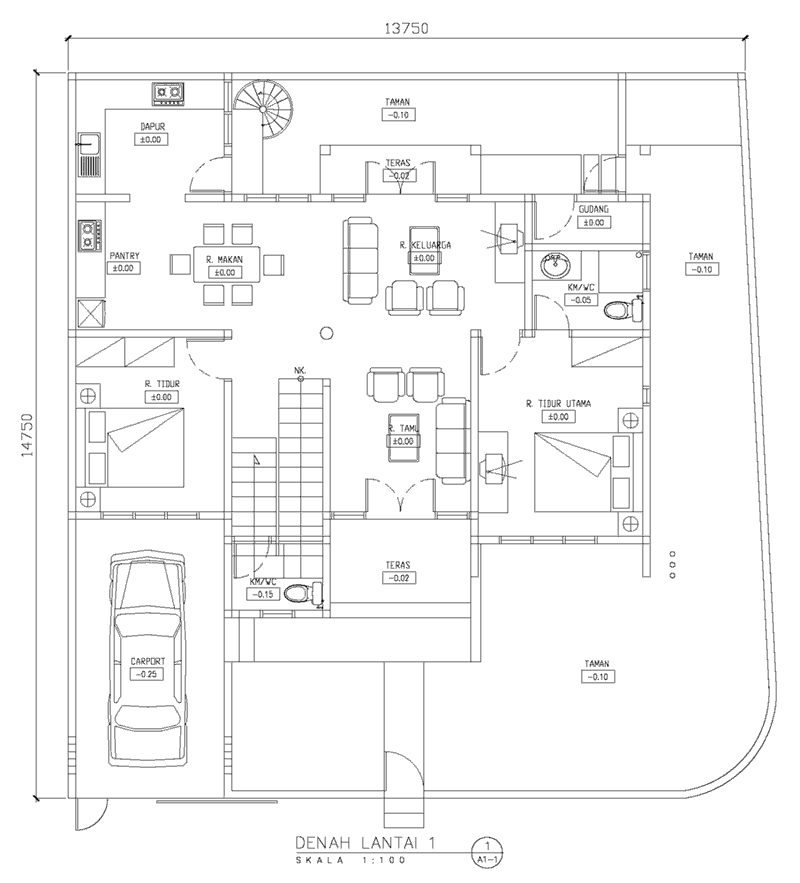 Contoh Gambar Denah  Rumah  Besar  1 Lantai Desain  Rumah  