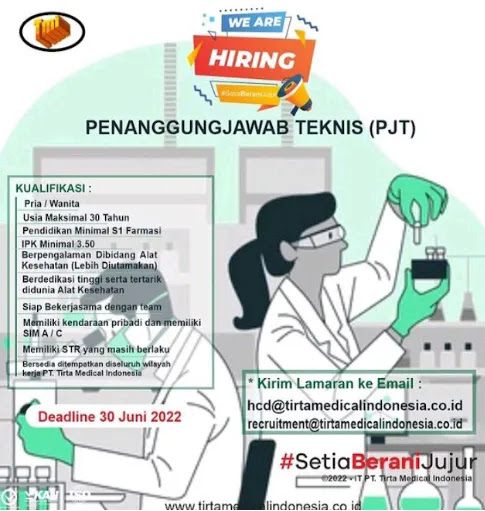 Lowongan Kerja Sarjana di PT Tirta Medical Indonesia