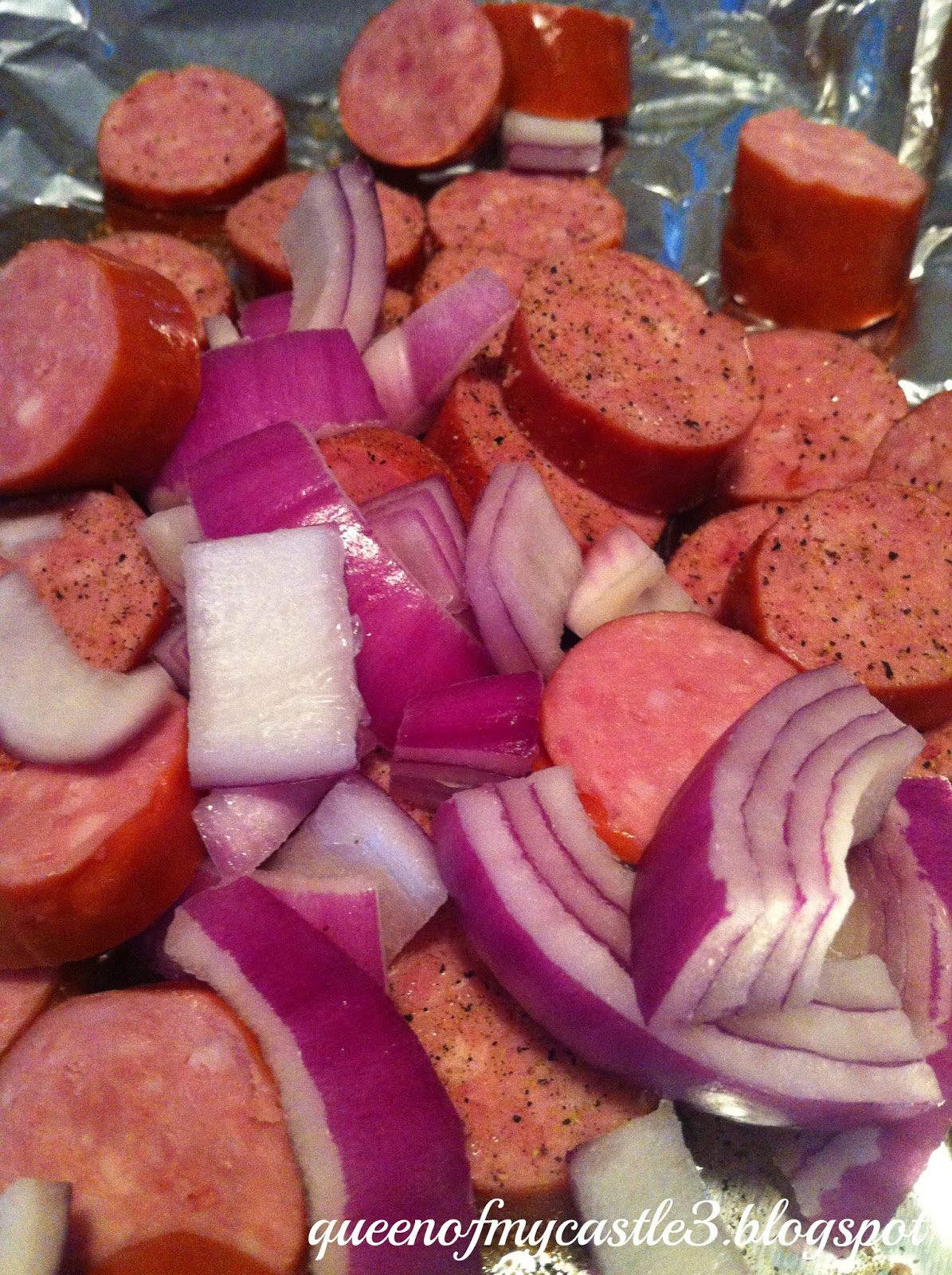 Grilled Kielbasa with onions