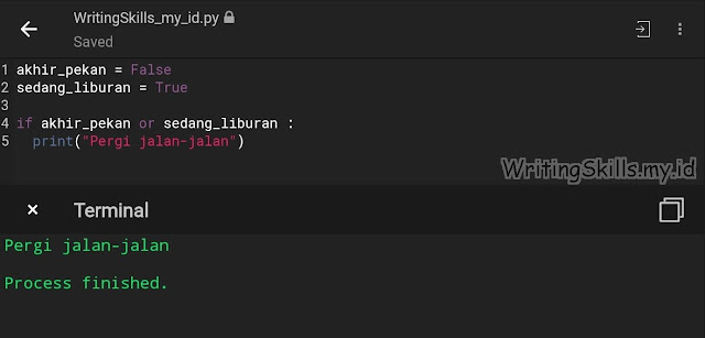 Contoh Statement If dengan Operator or di Python