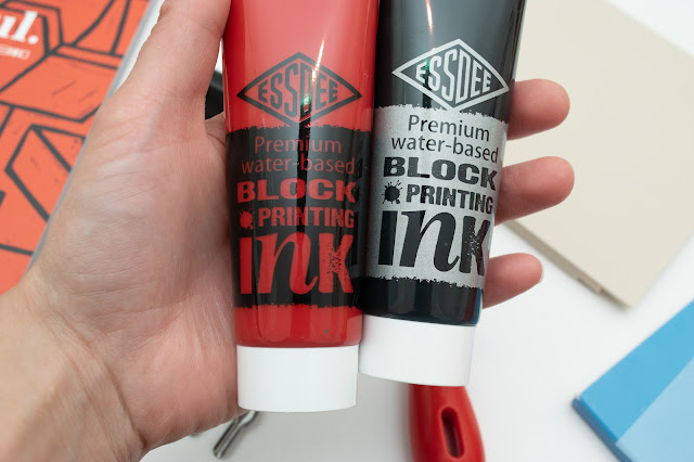 Black and red block printing ink