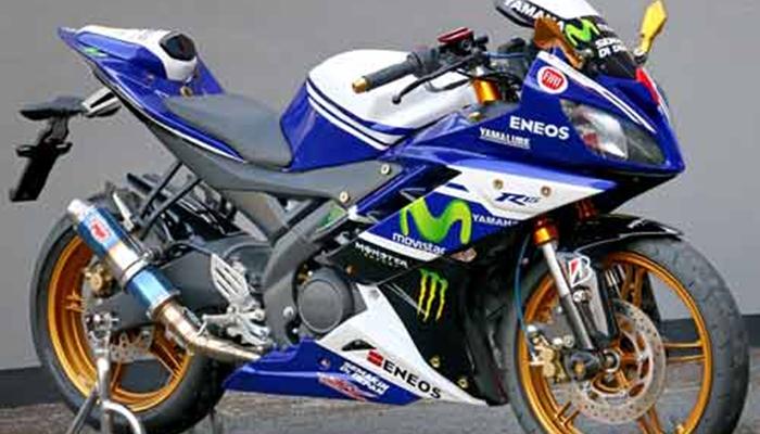 Modifikasi yamaha r15 terbaru movistar new merah velg jari 