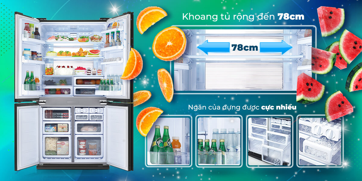 Tủ lạnh Sharp Inverter 556 lít SJ-FX630V-BE