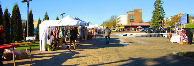 Market all over the center of Madona, Latvia